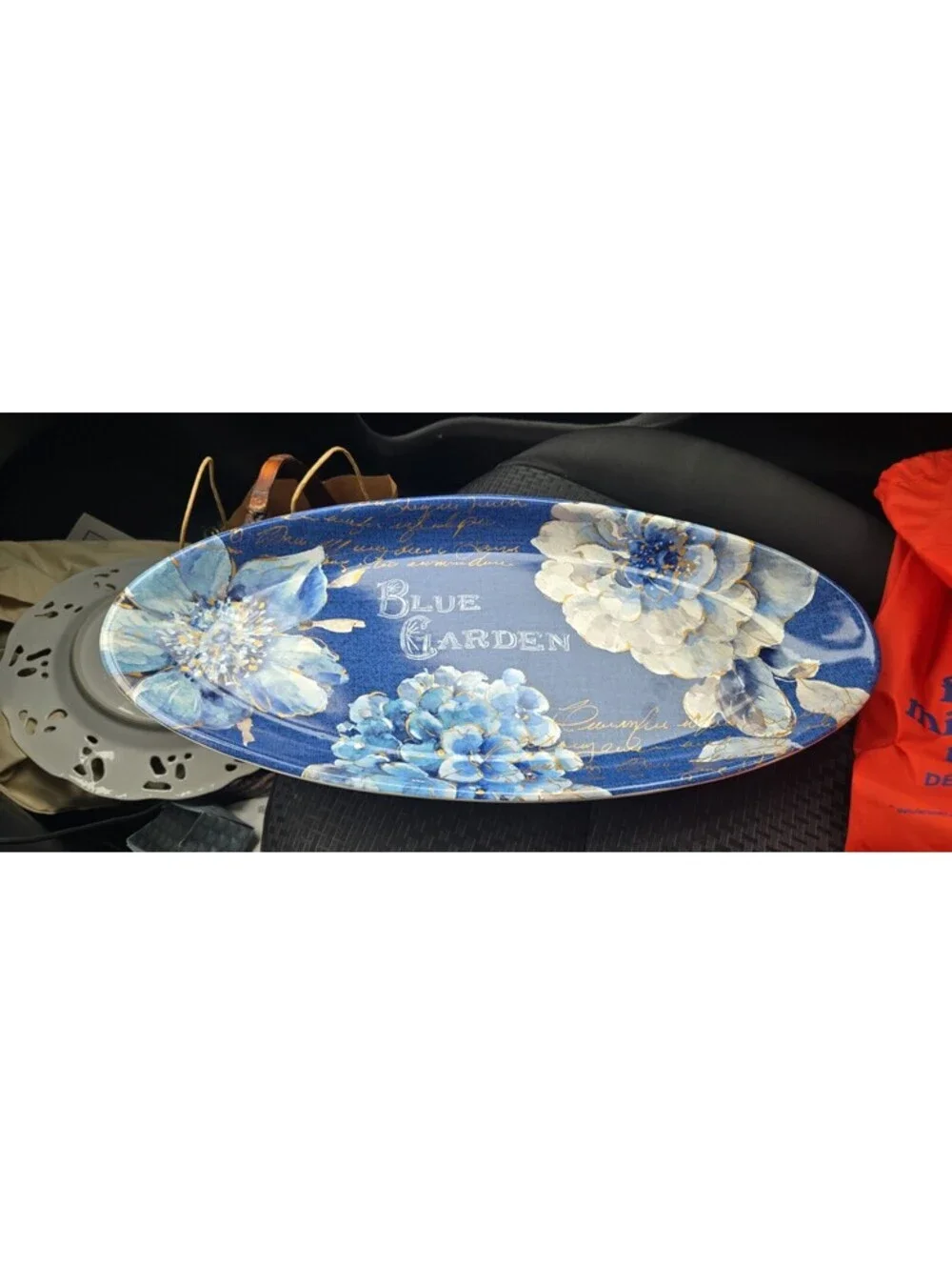 Indigold Certified International Signed Lisa Audit Floral OvalTray Floral 19.75